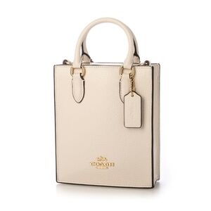 Coach Cream Pebbled Leather Mini Satchel with Gold Hardware